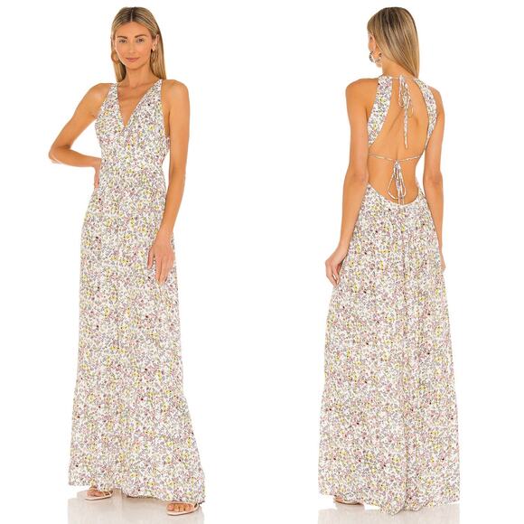 AFRM Dresses & Skirts - AFRM Vail Halter Maxi Blanc Ditsy